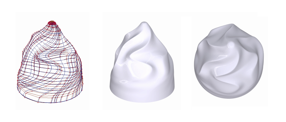 Example of using many CVs to create a complex, sculpted form Example of using many CVs to create a complex, sculpted form