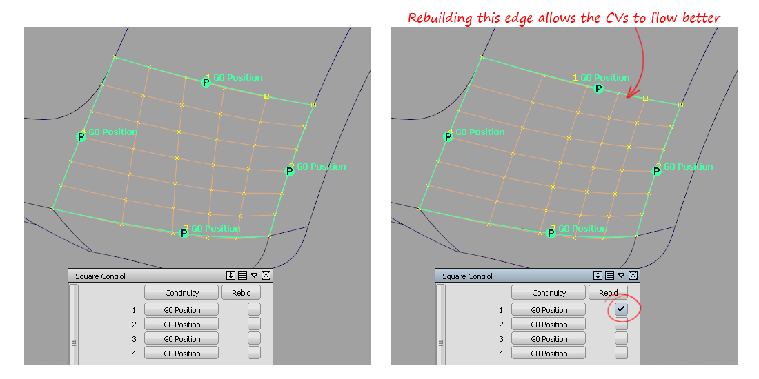 Using rebuild to match edges Using rebuild to match edges